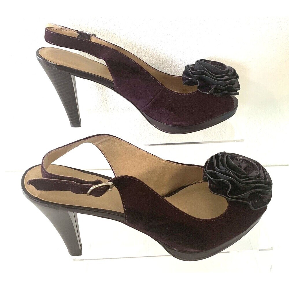 Vintage Genuine Suede Open Toe 4-Inch Pump Heels Size 9 2001
